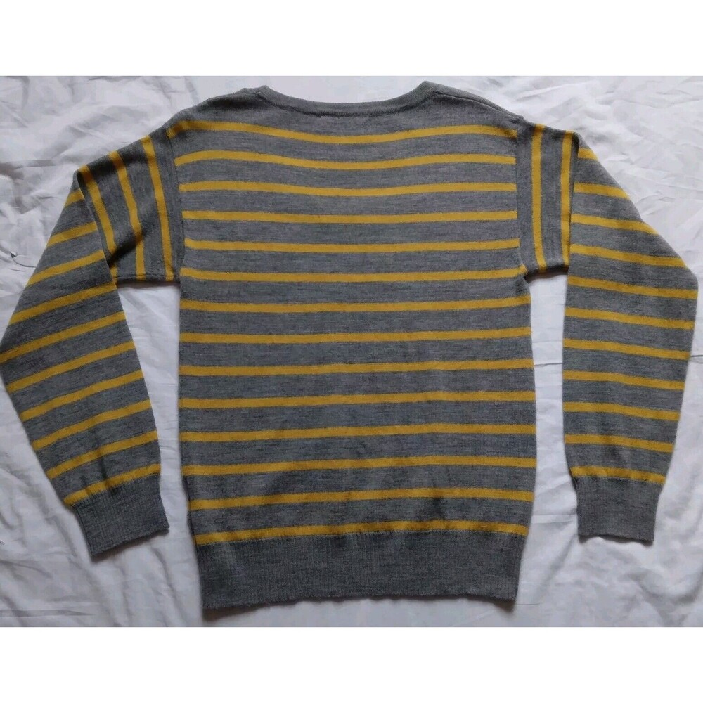Brunella Gori Italian Merino Wool Yellow Gray Stripe Knit Sweater Y2K Grunge L - Picture 9 of 12